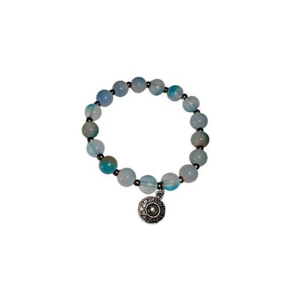 Handmade Beaded Stretch Bracelet with Charm - Picture 1 of 1